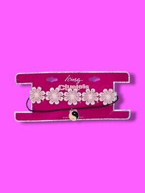 Claire's Icing Clueless Daisy Lace & Yin-Yang Choker Necklaces